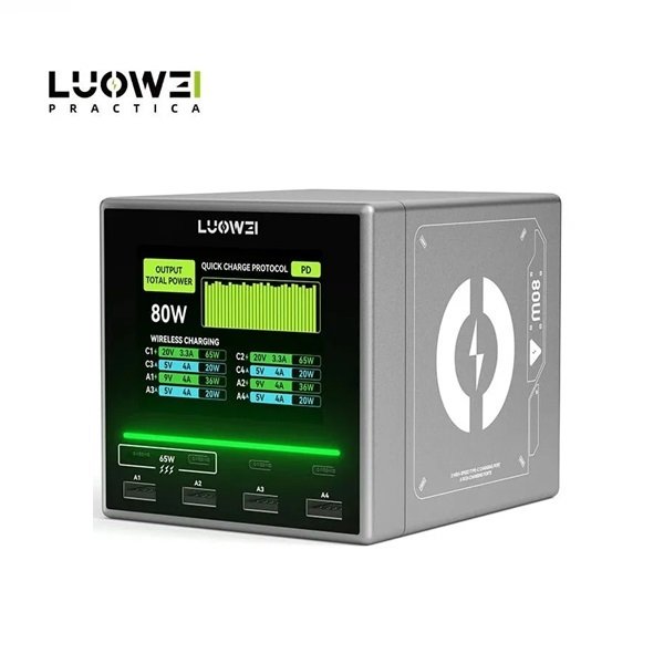 Multicargador Hub LUOWEI Raptor LW-U1 Mini 80W 8 Puertos USB-C USB-A